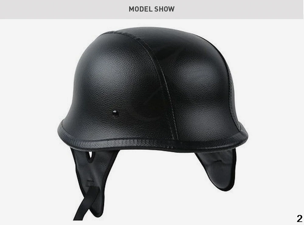 Мотоциклетный шлем из искусственной кожи, черный, немецкий, мотоциклетный, с открытым лицом, полушлем, чоппер, байкер, пилот, скутер, Крузер, Мото шлем