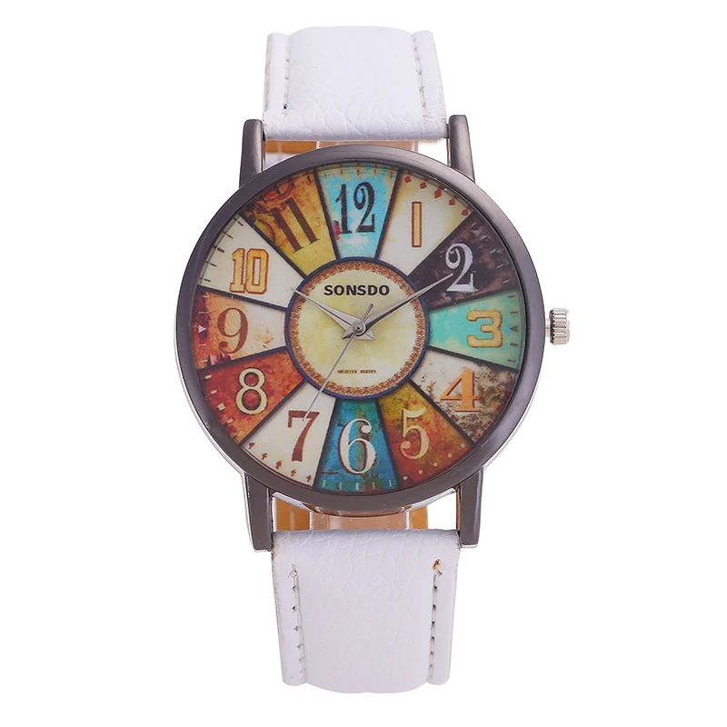 Модные женские часы Brand кожаные мужские часы стальное кольцо Ретро цифровой указатель циферблат сплошной цвет высокое качество студент