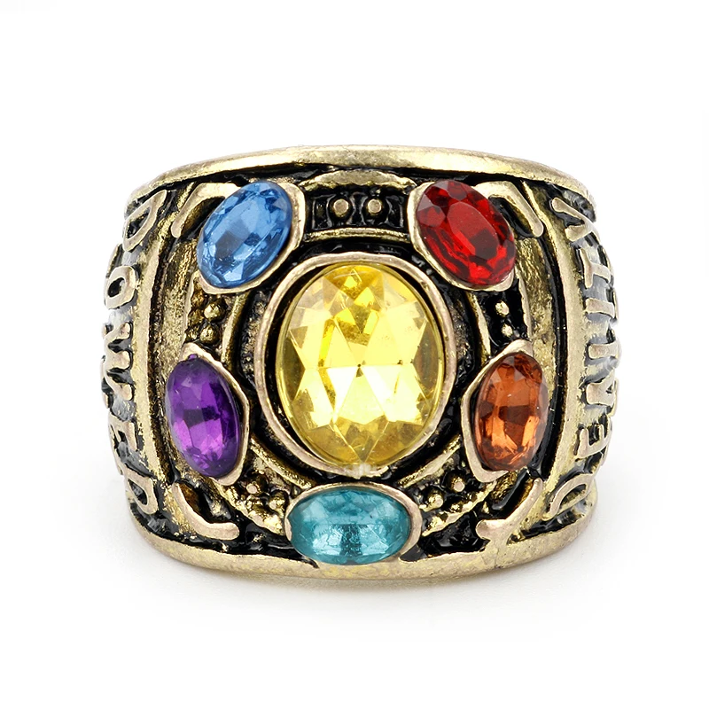 Дропшиппинг Marvel Мстители танос Подвеска из колец Мужчины Бесконечность Gauntlet Bague Homme винтажный, с серебряным покрытием женщин Кристалл