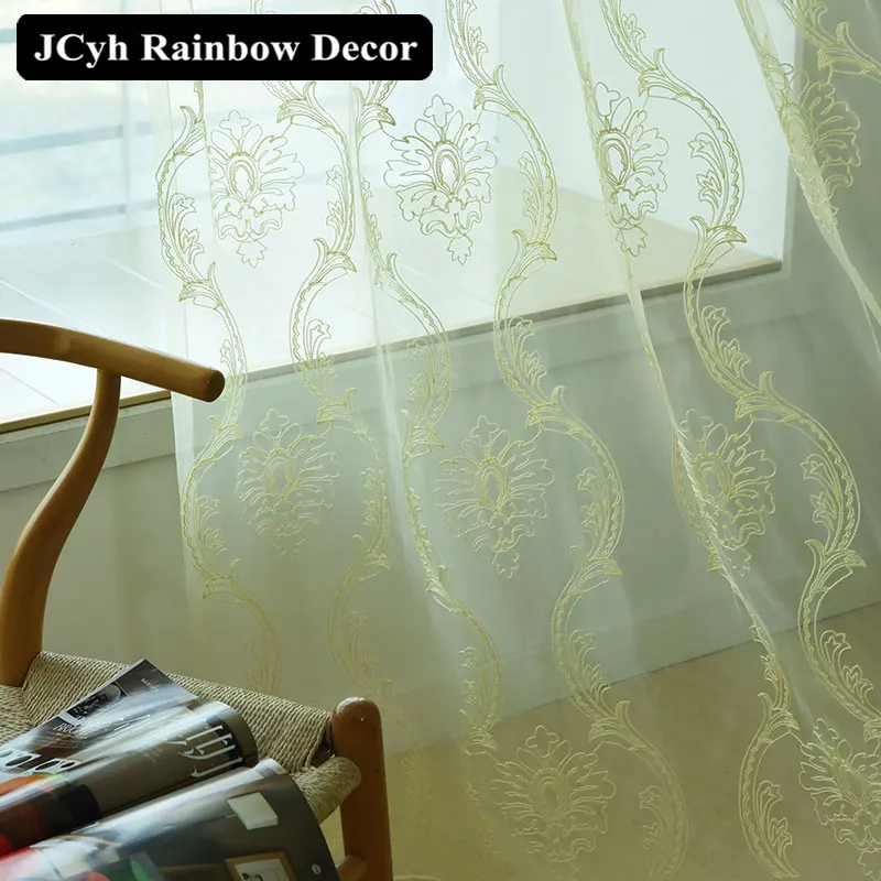 

Embroidery Floral Tulle Curtains for Living Room Bedroom European Style Sheer Curtains for Window Organza Blinds Voile Treatment