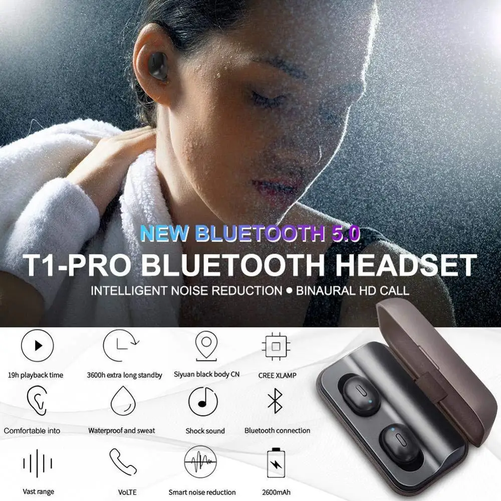 Мини беспроводные TWS наушники T1 Pro Bluetooth бинауральные звонки настоящая стерео