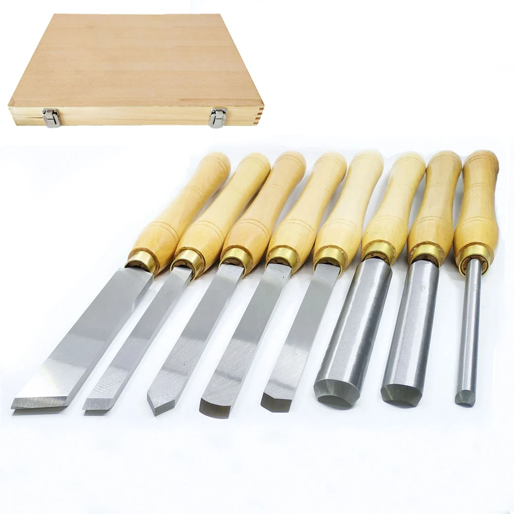 8PCS HSS High Speed Steel Wood Turning Lathe Tools Chisel Gouge Woodworking