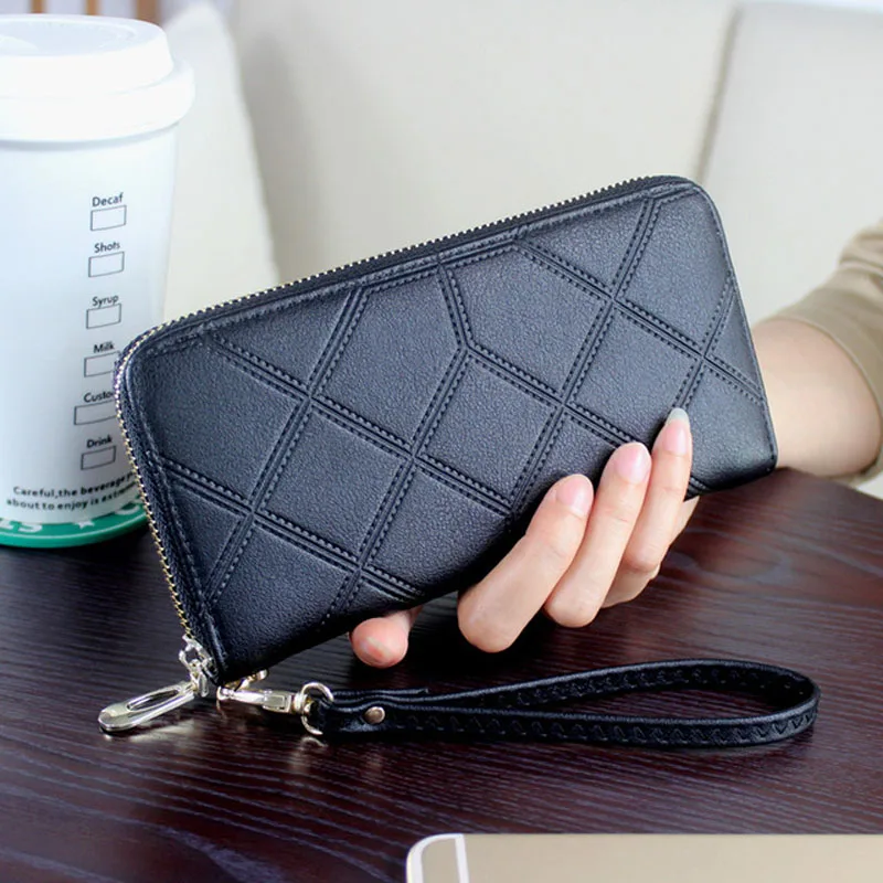 

BENVICHED Design High Quality PU Leather Women Wallet Purse Solid Color Black Wallets For Female Clutch Long Purses Bag D161