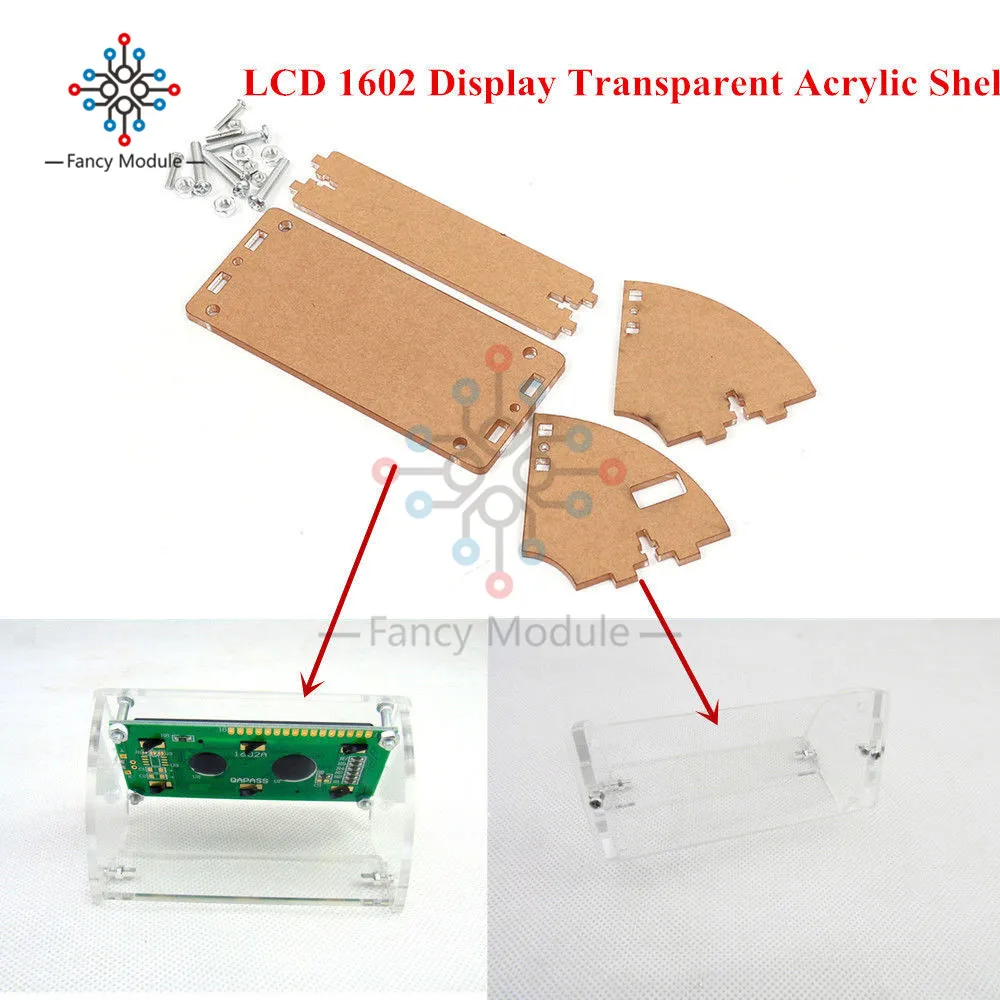 Прозрачная акриловая оболочка для lcd 1602 lcd экрана с винтом/гайкой lcd 1602 Чехол держатель(без 1602 lcd