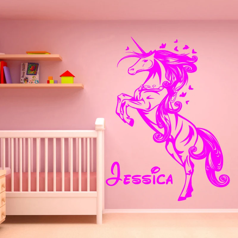 

Personalised Unicorn Princess Fairytale Horse Name Wall Art Sticker Stencil Decal Girl Wall Stickers F820