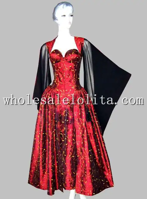 Готический винно-красный принт история евро корт принцесса платье вечерние платья косплей платье - Цвет: Многоцветный