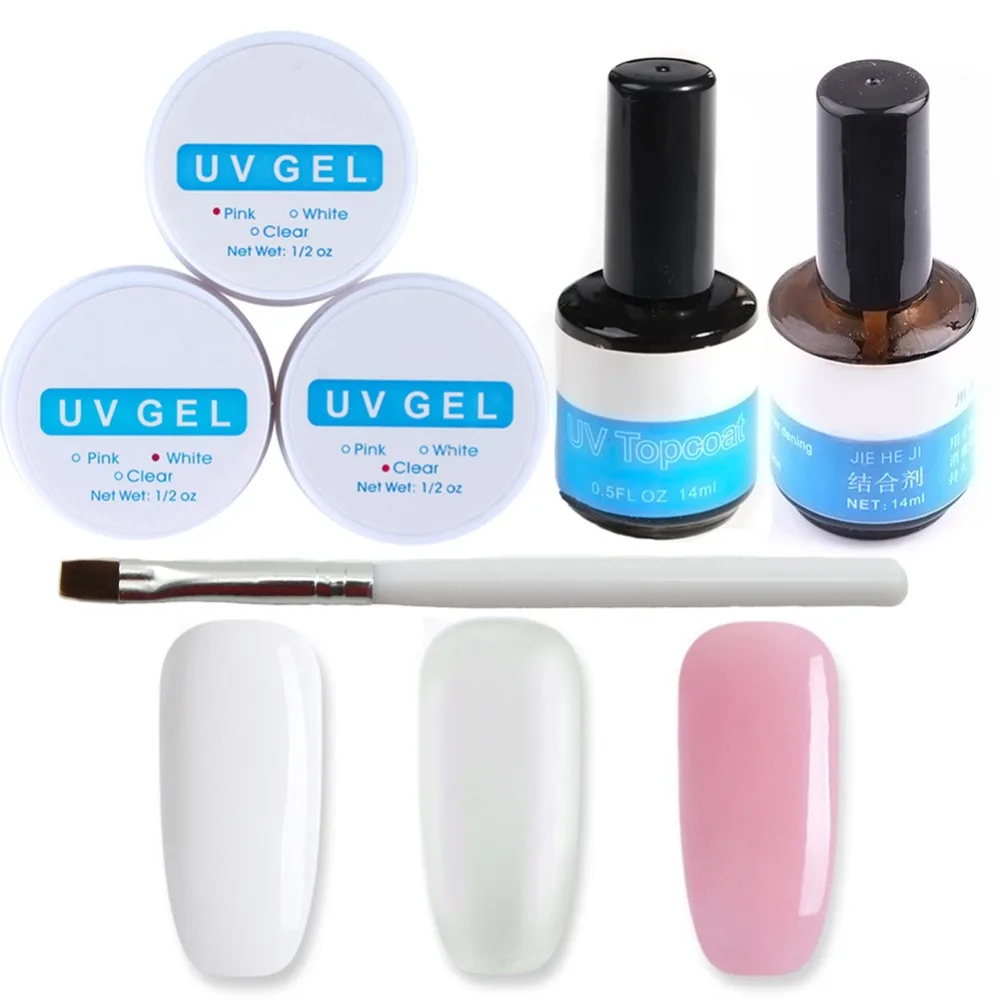 

Set For Manicure Gel Nail Manicure Set Acrylic Nail Kit Nail Extension Set 3 Color UV Gels Acrylic Powder