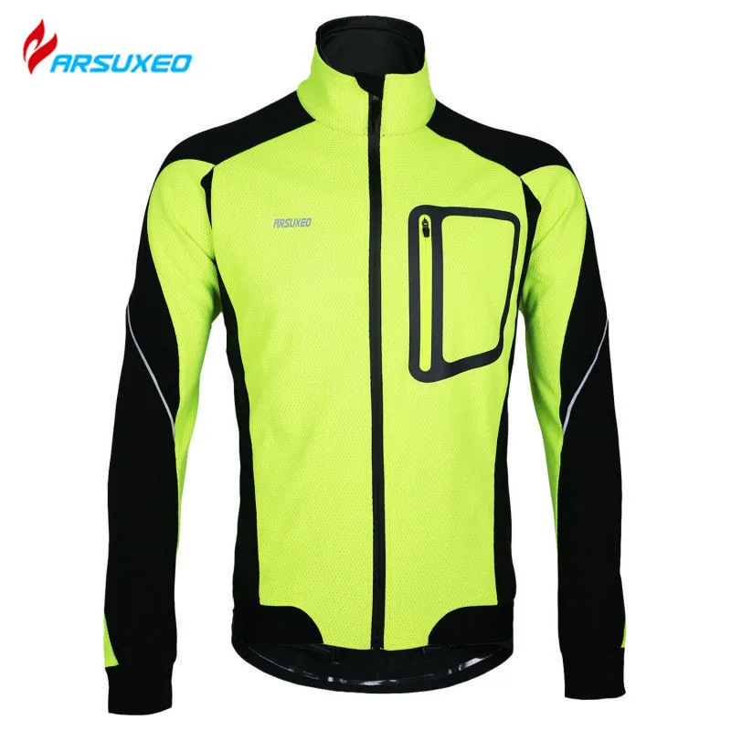 ARSUXEO Winter Thermal Fleece Windproof Waterproof Long Sleeve Cycling