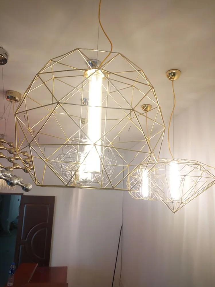 Us 116 0 42 Off Nordic Simple Modern Led Iron Brid Nest Octagon Pendant Light Living Room Metal Ball Dining Room Bar Hanging Lgihting D40cm In