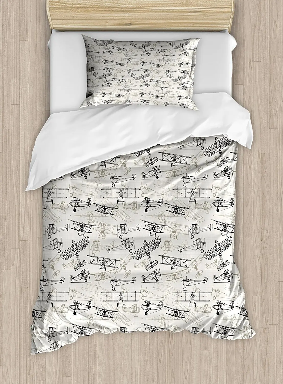 Us 104 32 14 Off Airplane Duvet Cover Set Old Fashioned Military Air Force Collection Hand Drawn Style Vintage Warbirds 4 Piece Bedding In