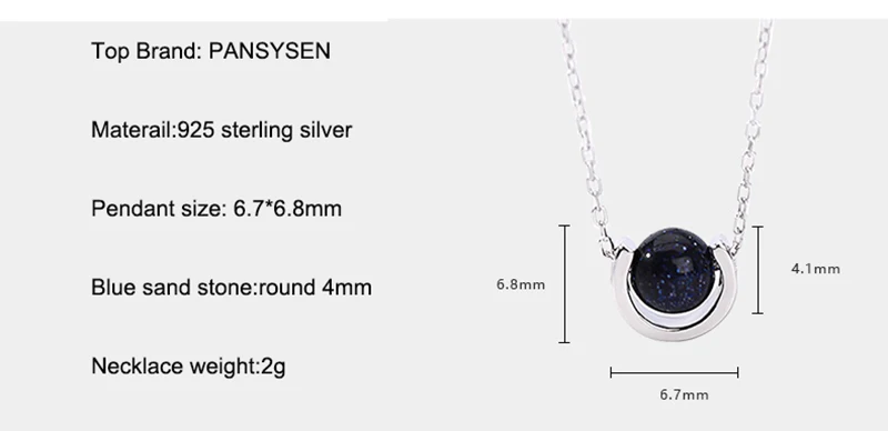 PANSYSEN, Голубой песок, камень, авантюрин, 925 пробы, серебряная подвеска, ожерелье для женщин, модное ювелирное изделие, ожерелье, подарки на годовщину