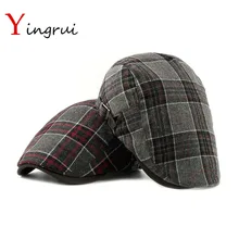 Высокое качество Винтаж плед шерстяной Кепки с закруглёнными полями для женщин для Для мужчин Для женщин художник взрослых шапка Дамы Плющ Кепки унисекс берет