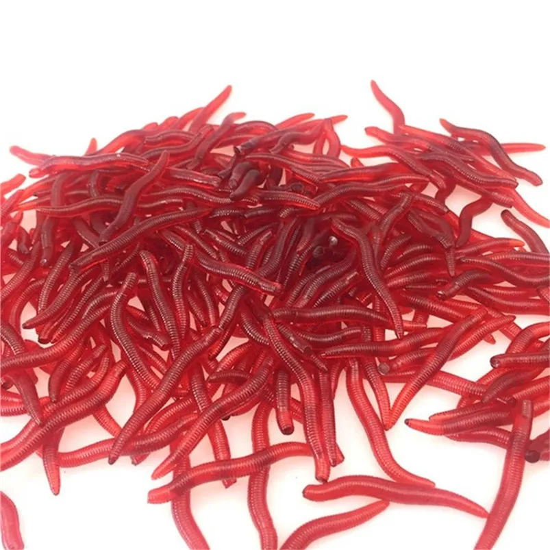 Fishing Lure Soft 50Pcs Bait 4cm Belly Chest Fork Dice Simulation Earthworm Lures Fishing Accessories pescaria #4A30 (4)