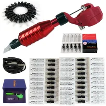 Перманентный макияж тату комплект 2-в-1 трубы Ротари Машина татуировки бровей губ ручка для контроля уровня сахара в крови с 50 шт ястреб иглы картридж для боди-арта