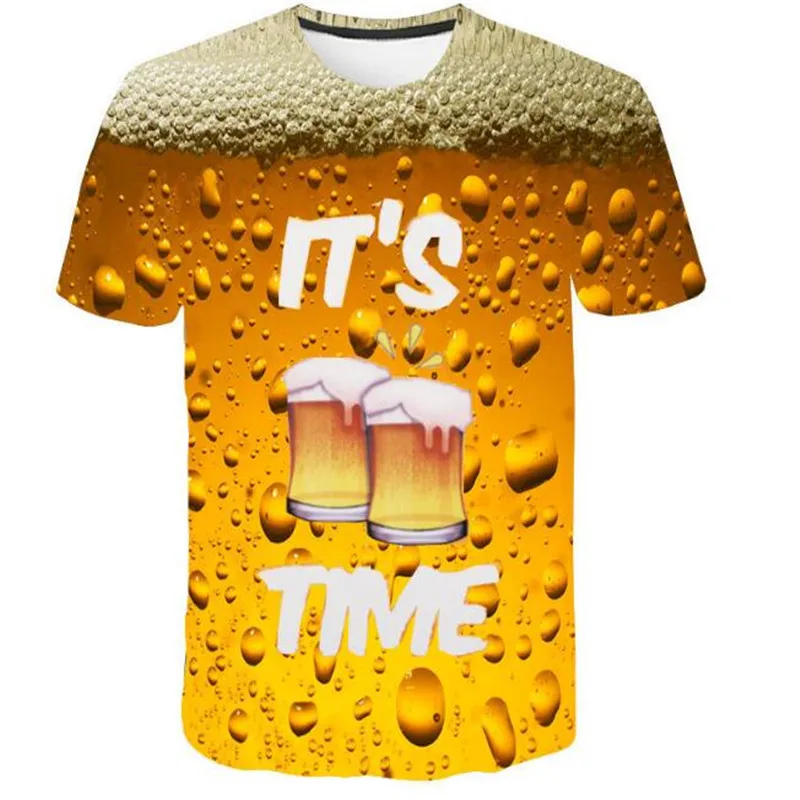 

2019 Beer Print Men T Shirt It's Time Letter T-shirt Short Sleeve Tops Unisex Outfit Clothing camiseta Tees Top
