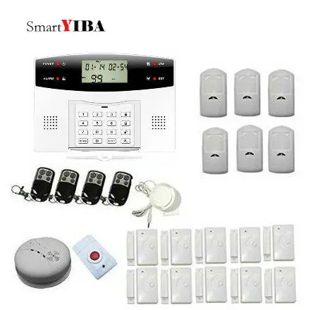 SmartYIBA Wireless Home and Business Security Alarm System Kit GSM Alarma With Smoke Fire Sensor Multi