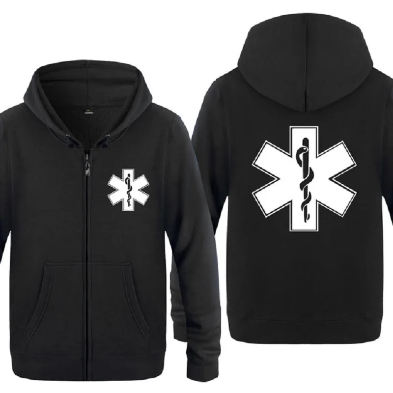  EMT Emergency Ambulance Printed Hoodies Men Brand Fleece Long Sleeve Mens Jacket Sweatshirt Coat Wi