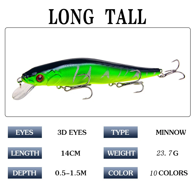 1 шт. 14 см 23 г Minnow Воблер для рыболовной наживки жесткие приманки Crankbait ABS