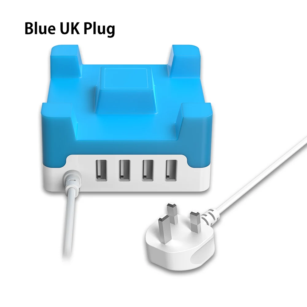 ORICO 4 порта 20W настольное USB зарядное устройство с телефоном/планшетным креплением для iPhone samsung Xiaomi-(CHA-4U - Тип штекера: Blue UK