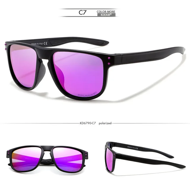 KDEAM прочные легкие поляризованные солнцезащитные очки универсальный размер солнцезащитные очки мужские покрытие линзы минимизируют блики жесткий чехол в комплекте - Цвет линз: C7