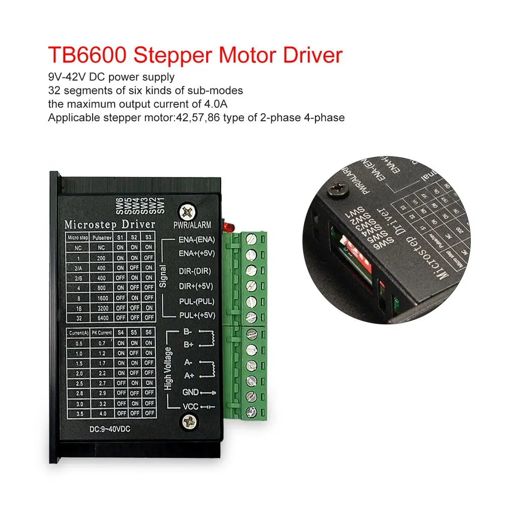 5 шт. TB6600 4.0A Драйвер шагового двигателя 42/57/86 32 сегментов обновленная версия 42VDC