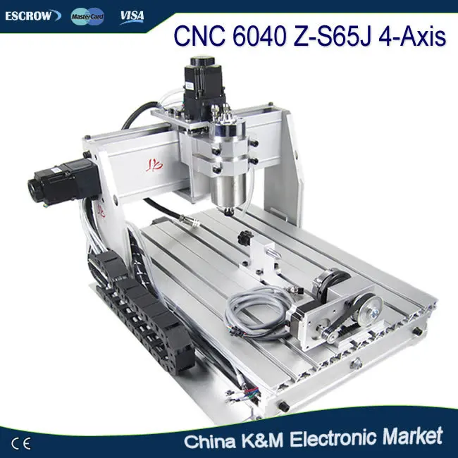 

Free Shipping CNC 6040 Z-S65J 4 Axis 3D wood engraving machine PCB drilling router with 800W spindle VFD water cooling