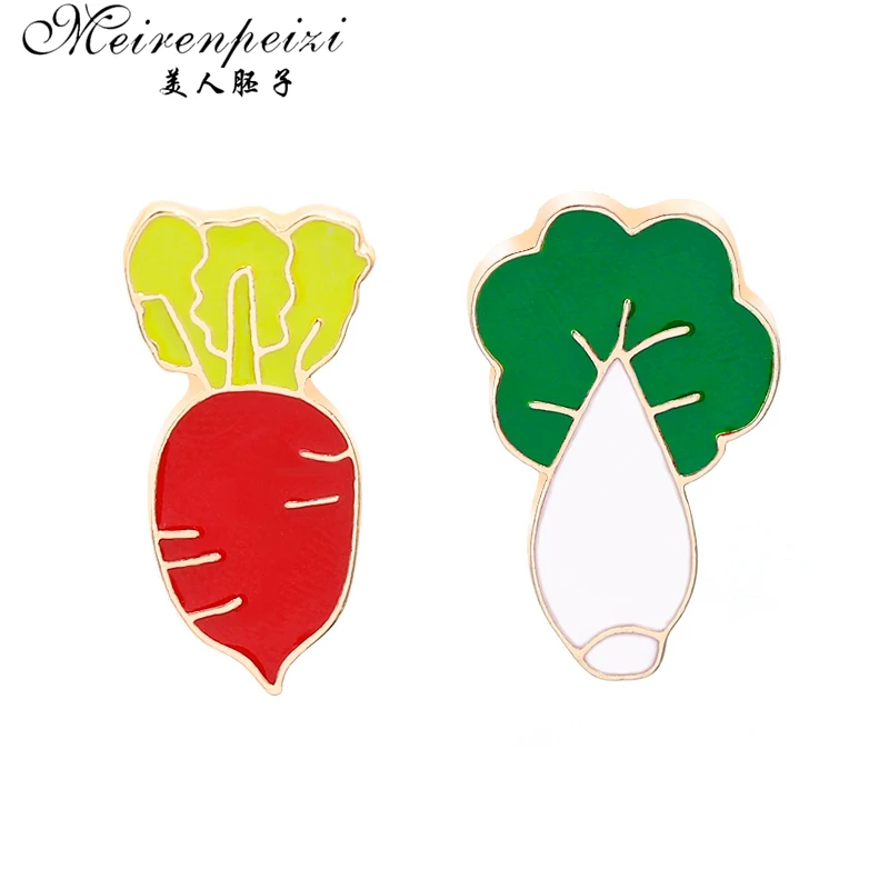 Meirenpeizi Cabbage and Carrot Pins Lapel pin Easter Jewelry Plant Enamel Brooches for Woman men girls | Украшения и аксессуары