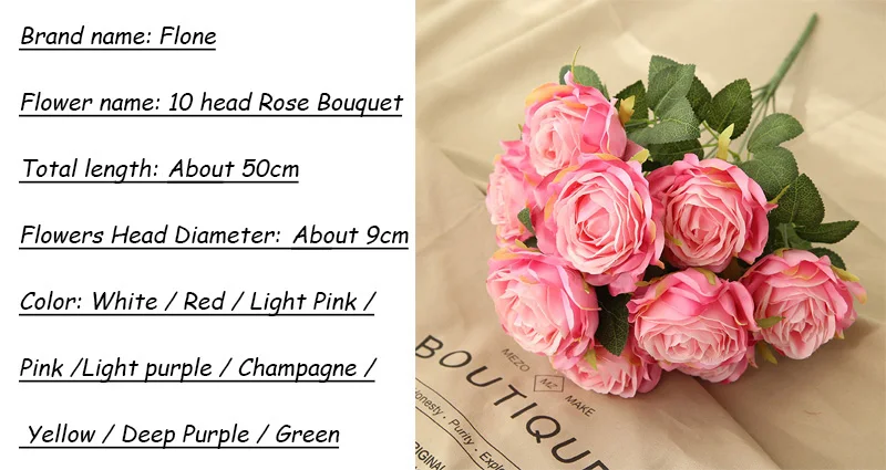 Flone Artificial Rose Flowers Bouquet Fake 10 Head Rose Flowers Boquet Home Decor Fleurs Artificielles En Soie Haute Qualite (28)