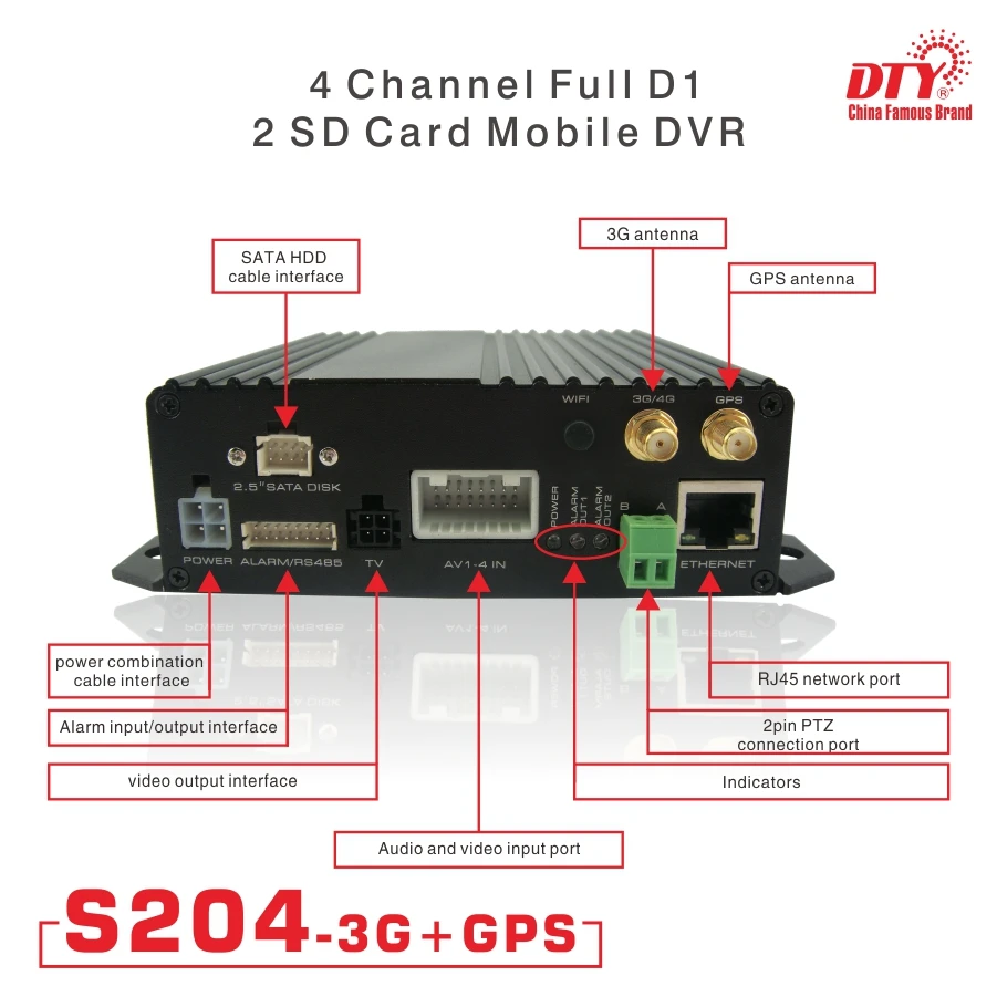 3G GPS Автомобильный видеорегистратор D1 H.264 FTP/электронной почты фото сигнализации 4 канала видеорегистратор, dty S204-3G