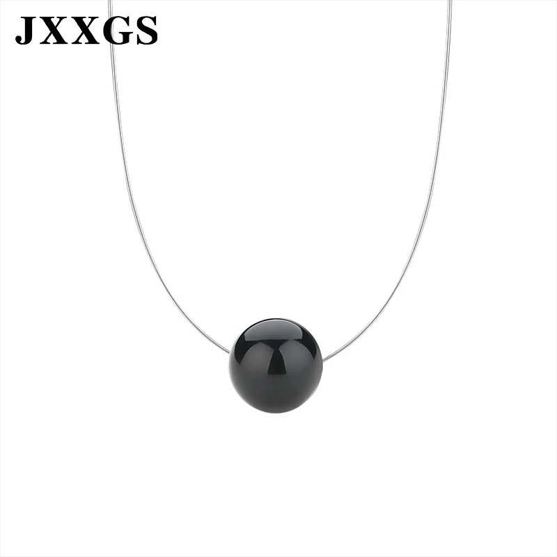

JXXGS Shell Pearl Necklace Women Necklace Invisible Transperant Fishing Line Chain Simple Pendant Pearl Women 2019 New Arrivals