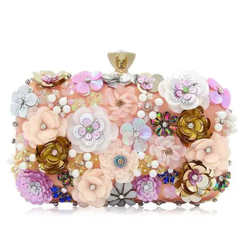 

Women Clutches Colorful Flower Evening Bag Sequins Satin Evening Clutch