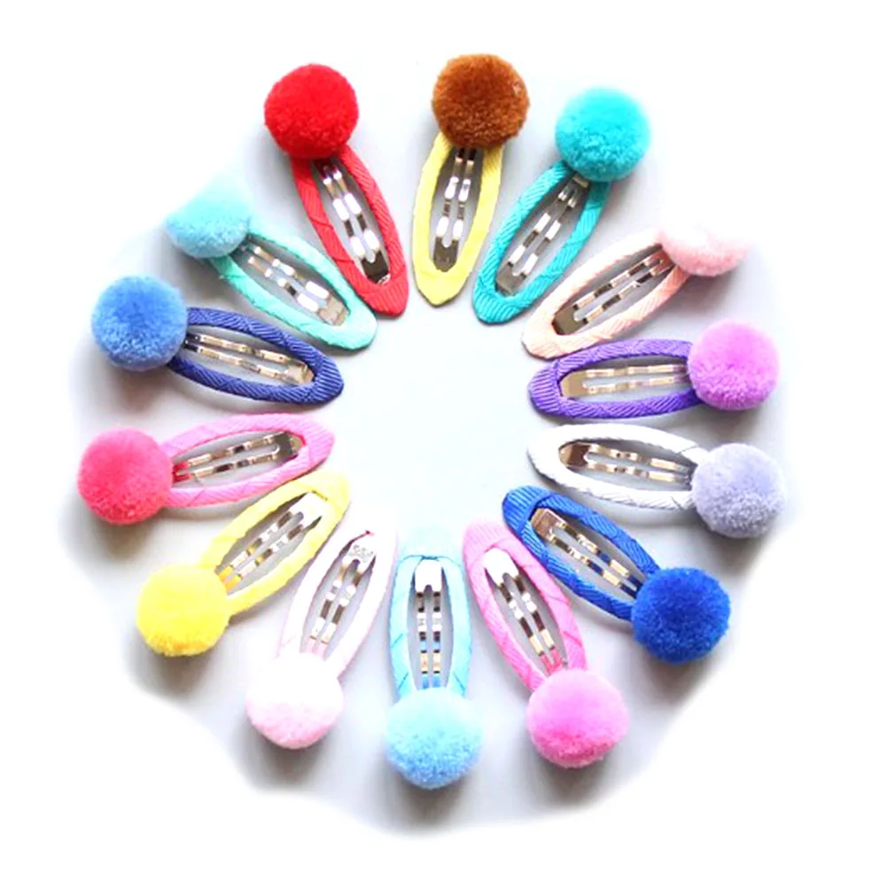 5 Pcs Cute Small Children Hair Clips Candy Color Hair Accessories Plush