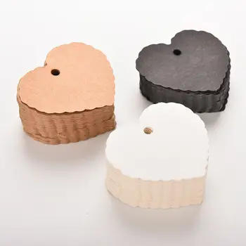 

100 Pcs Valentine's Day Heart Greeting Cards Kraft Paper Wedding Party Gift Card Label DIY Blank Luggage Tags