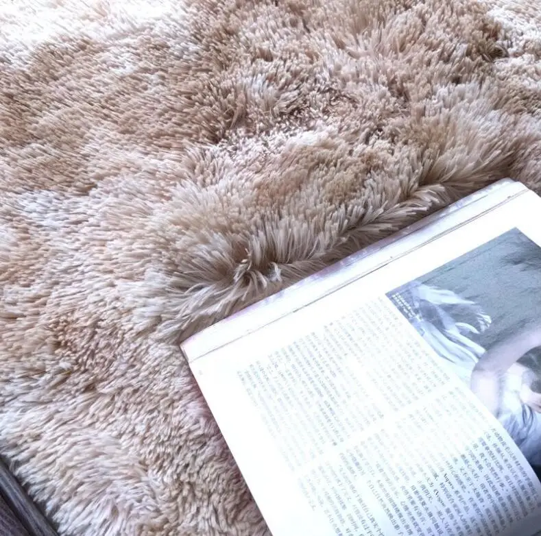 Luxury Rectangle Gradient color Sheepskin Hairy Carpet Faux Mat Seat Pad Fur Plain Fluffy Soft Area Rug Home Decor Washable mat