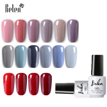 

Belen 5pcs Red Gray Nude Series Nail Gel Polish Soak Off Classic UV Gel Lak Glitter Semi Permanent Autumn Winter Gel Lacquer 7ml