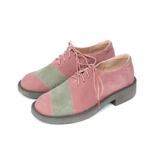 VANGULL/обувь из натуральной кожи женские тонкие туфли модная Женская весенне-Осенняя обувь на шнуровке, длина 22-26 см, двухцветная прострочка