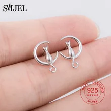 SMJEL Романтический животных кошка серьги для Для женщин S925 стерлингов Серебряные ювелирные изделия Сладкий Кошка Луна Pendients oorbellen подарки на день рождения