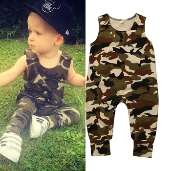 

Newborn Infant Baby Boys Clothing Romper Sleeveless Cotton Army Green Cute Sunsuit Outfits Baby Boy Clothes Set
