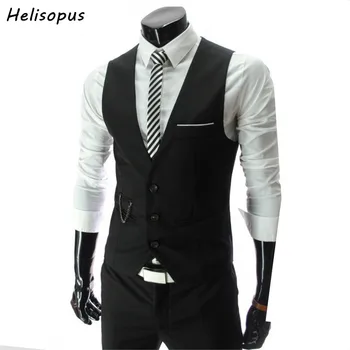 

Helisopus Dress Vests For Men Slim Fit Mens Suit Vest Male Waistcoat Homme Casual Sleeveless Business Vests Asian size
