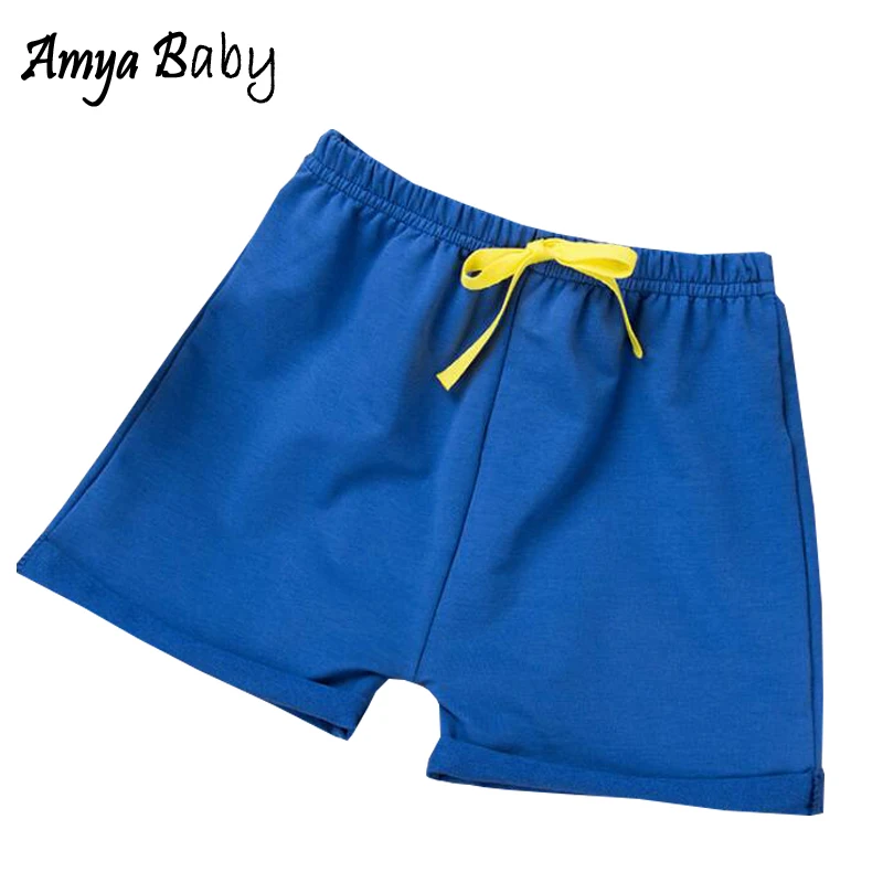 Детские хлопковые шорты AmyaBaby однотонные пляжные для маленьких мальчиков и