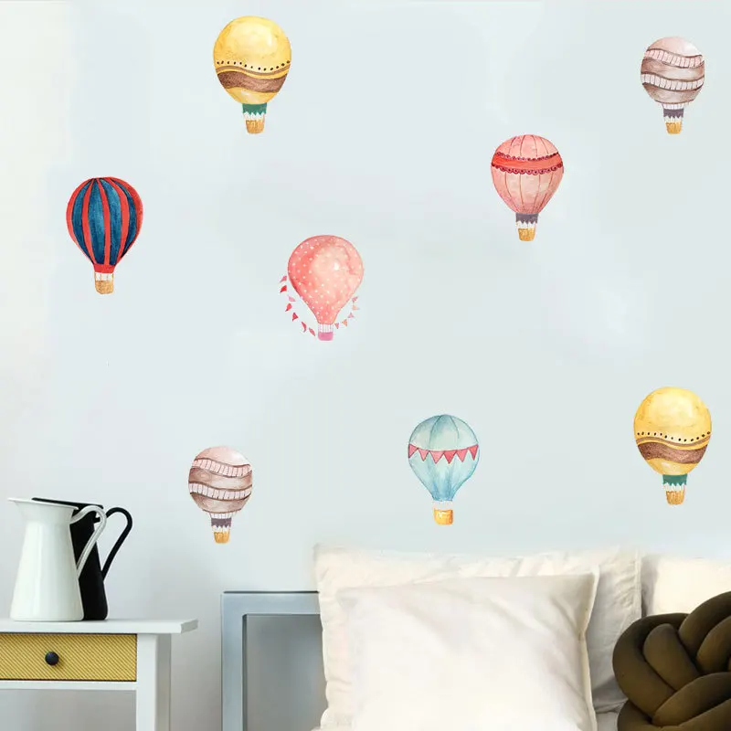 36pcs=1set Hot Air Balloon Watercolor Wall Sticker Color Circle Wall Decals For Kids Room Baby Nursery Decoration Home Decor