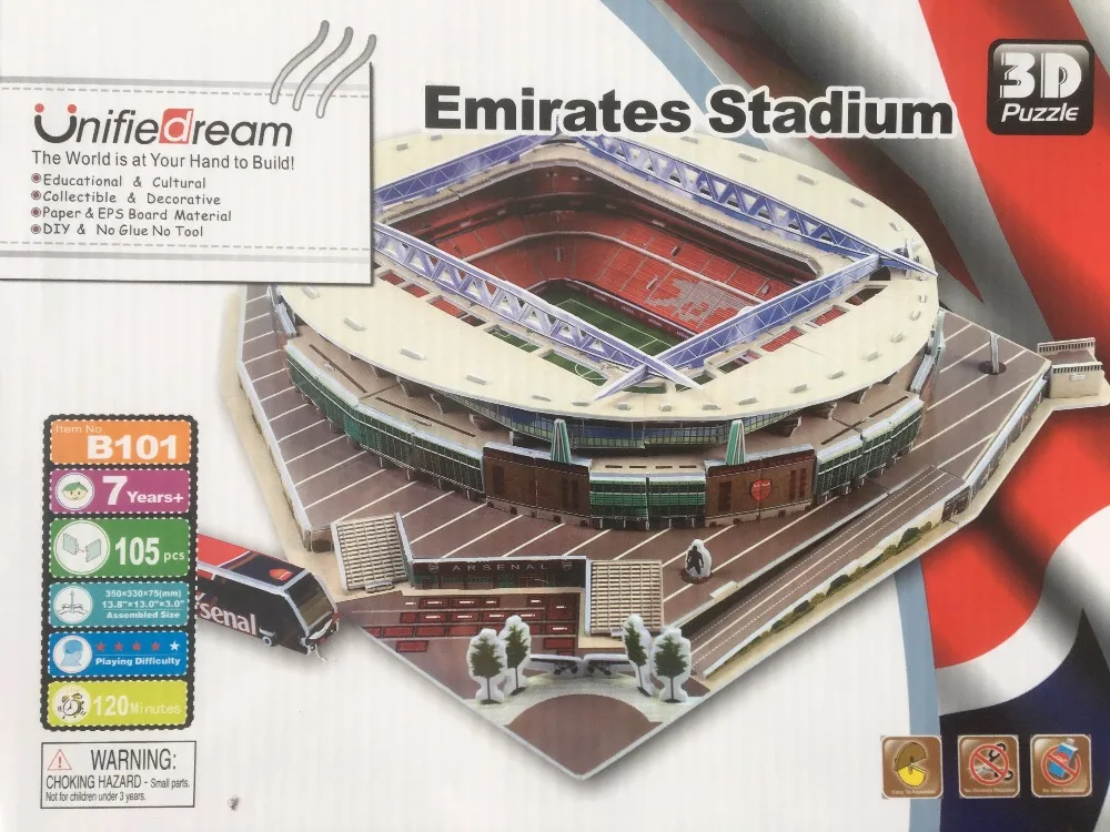 Классические модели паззлов Великобритания Эмирейтс Arsenal Club RU Competition футбольные игры стадионы DIY кирпичные игрушки масштабные наборы бумаги