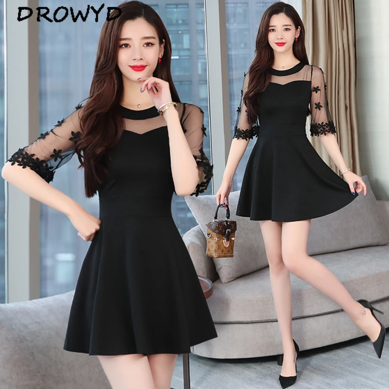 black casual mini dress