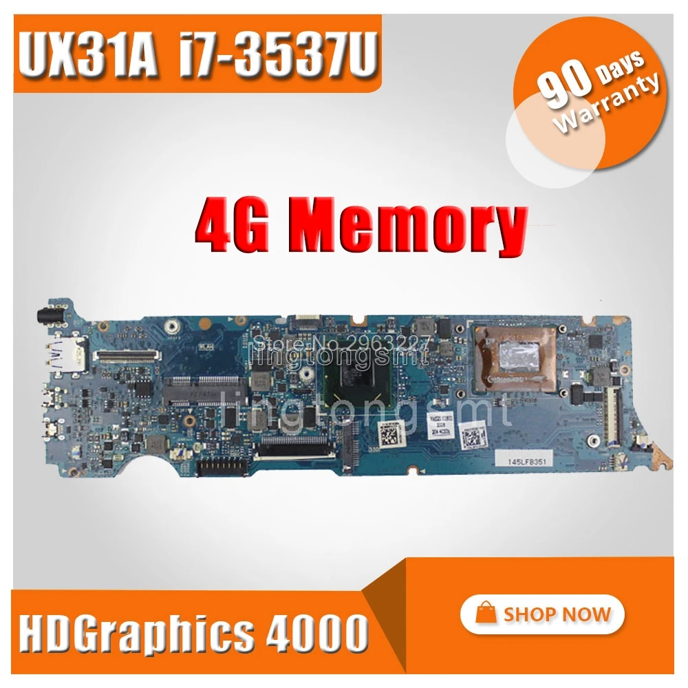 UX31A материнская плата REV4.1 i7 3537 4G память для For Asus UX31A2 ноутбука тест материнской