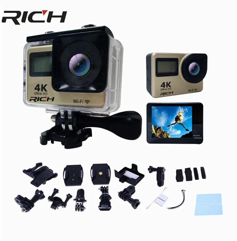 20 шт. F65R Allwinner V3 IMX179 4K Экшн камера 2 0 дюйма с двумя сенсорными экранами Wi Fi 30 м