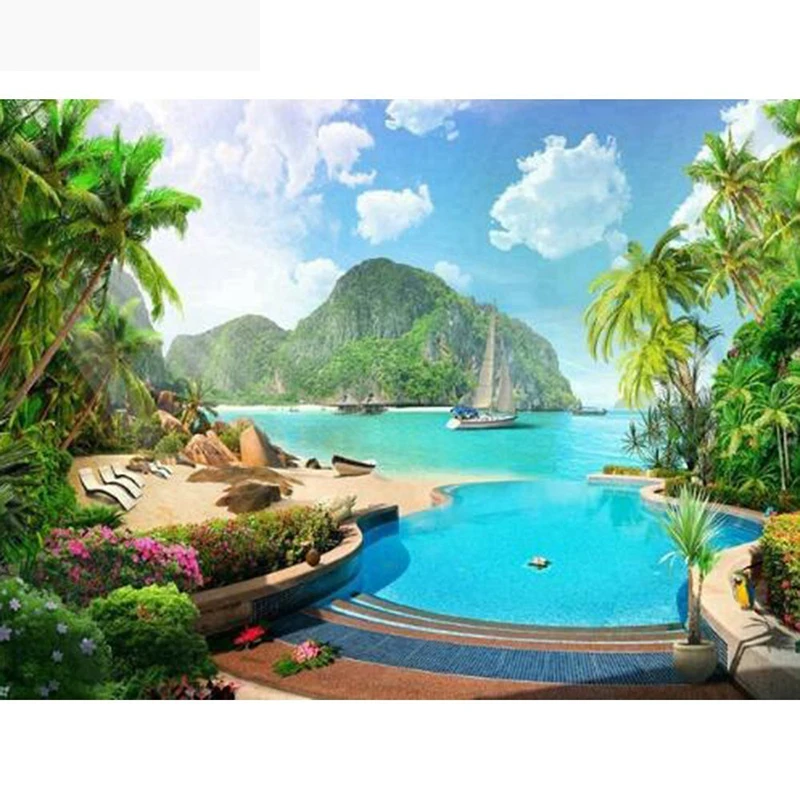 HUACAN-Diamond-Mosaic-Landscape-Resin-Drill-Crystal-Diamond-Painting-Full-Drill-Square-Diamond-Embroidery-Wall-Stickers