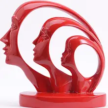 Home Decoration Accessories Vintage Abstract Three Heads Statues Face Resin Sculpture Arts Crafts Living room TV cabinet decor