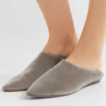 Прямая ; коллекция года; сезон весна; модные женские туфли с острым носком; цвет серый; повседневная обувь на плоской подошве без застежки; популярные удобные туфли