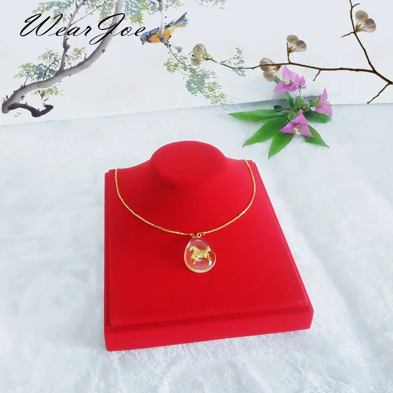 Top Grade Red Velvet Necklace Pendant Display Bust Mannequin Wooden