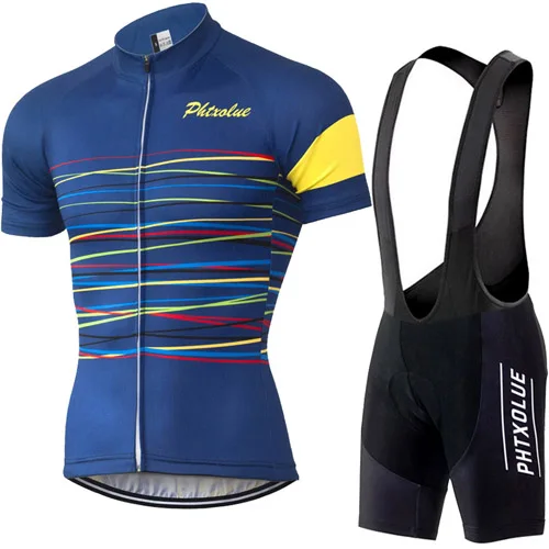 Phtxolue велосипедные комплекты, одежда для велоспорта, одежда для велоспорта/дышащая быстросохнущая Мужская одежда для велоспорта, комплекты из майки с коротким рукавом для велоспорта - Цвет: Bib Cycling Set